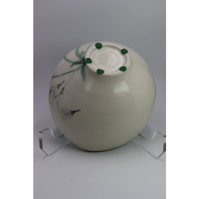 Gray Vintage 1990s Robert Finn Porcelain Studio Art Pottery Cutout Work Iris & Columbine Bowl/Centerpiece Signed For Sale - Image 8 of 10