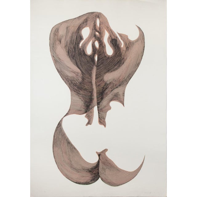 Woman from Shoulders is an etching on paper, realized by the Italian artist Giacomo Porzano (1925-2006). Hand-signed on...