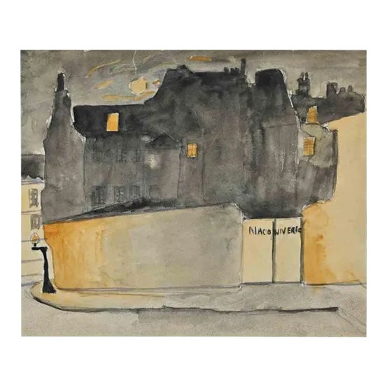 Unknown, Paris by Night, Original Watercolour, 1960s For Sale