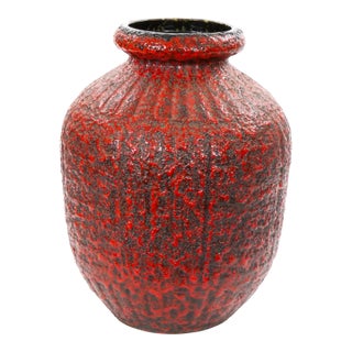 Mid-20th Century West German Large Fat Lava Decorative Vase For Sale