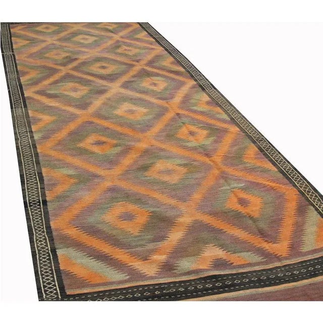 1990s Vintage Handwoven Geometric Swedish Flatweave Rug- 4'9″ × 12' For Sale - Image 5 of 8