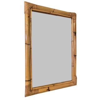 Italian Bamboo Mirror, 1970 For Sale