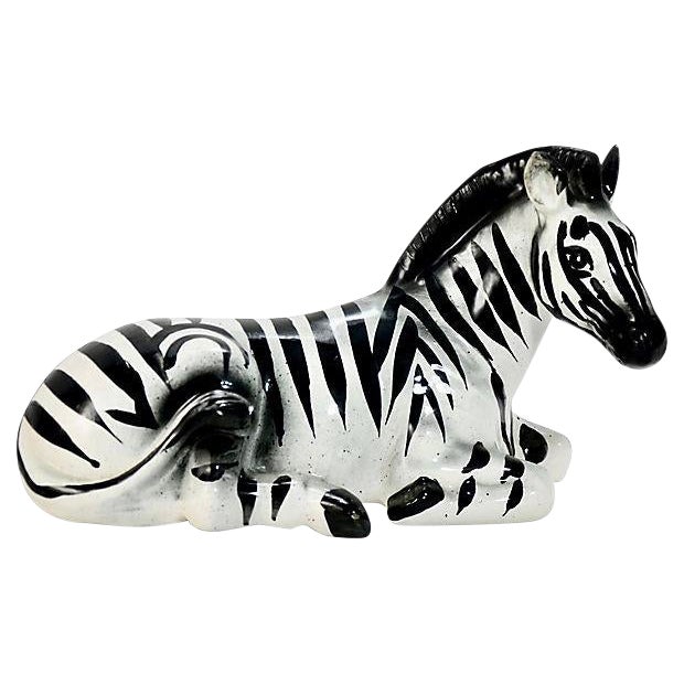 Italian Ceramic Seated Zebra Figurine Chairish