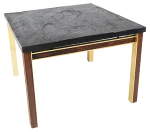 Coffee Table with Slate Plate and Frame of Gilded Metal and Rosewood from Bendixen