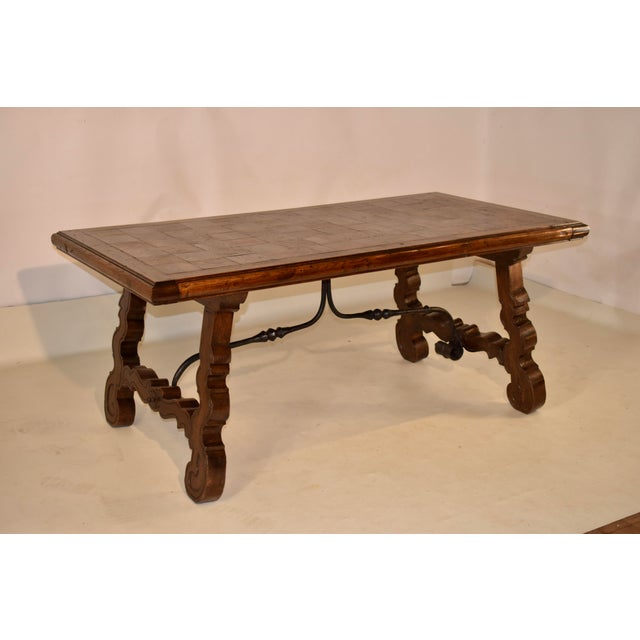 Spanish Revival Oak and Walnut Spanish Parquet Top Table, Circa 1900 For Sale - Image 3 of 10