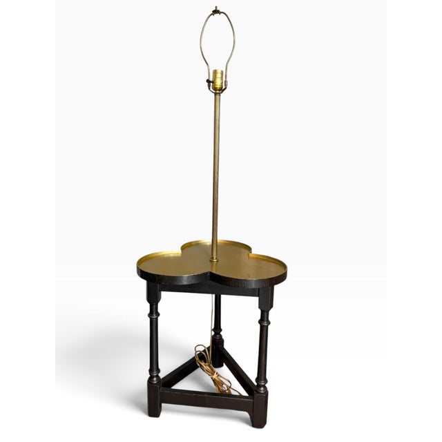 Mid 20th Century Vintage Frederick Cooper Mid-Century Clover Table Lamp With Gold Top and Linen Shade For Sale - Image 5 of 9