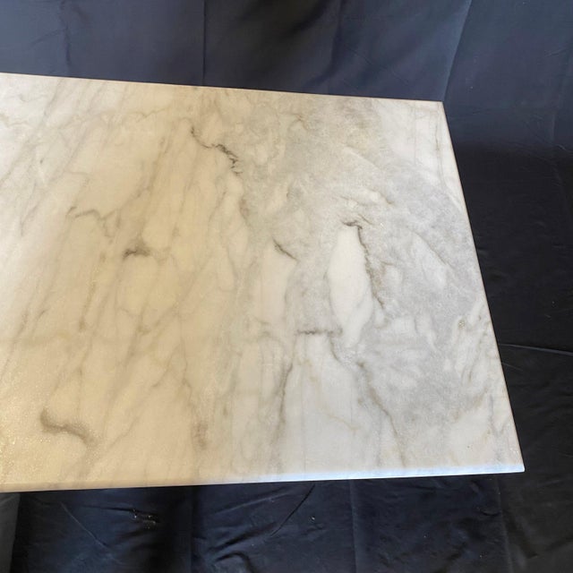 Metal Antique French Marble Top Cafe or Bistro Table With Cast Iron Base For Sale - Image 7 of 15