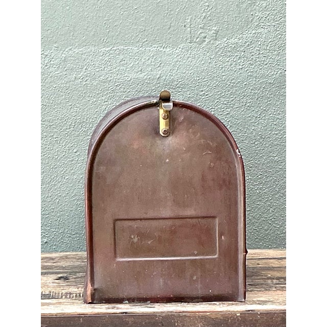 Metal Vintage Monumental Copper Mailbox With Flag For Sale - Image 7 of 12