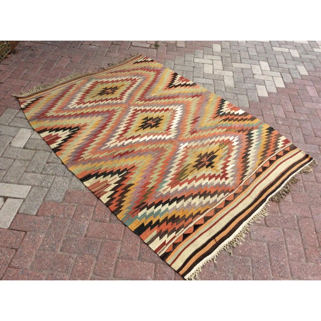 Vintage Turkish Kilim Rug - 58" X 76" For Sale - Image 4 of 11