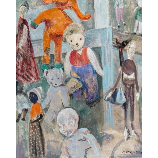 Textile Margaretha Verheus, Waterloo Puppets, 1969, Oil Painting on Canvas, Framed For Sale - Image 7 of 13