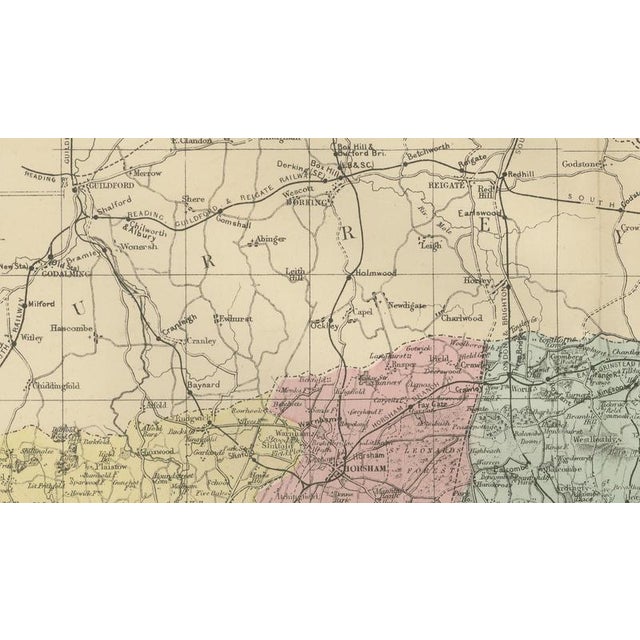Antique Sussex Map by Edward Weller, 1885 For Sale - Image 10 of 11