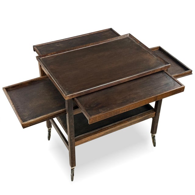 Antique Serving Trolley with Folding Side Panels by Thonet, 1930s For Sale - Image 3 of 9
