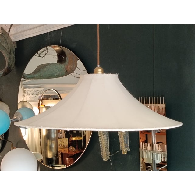Gold Wall Lamp with Adjustable Arm and Fabric Shade, Italy, 1950s For Sale - Image 8 of 10
