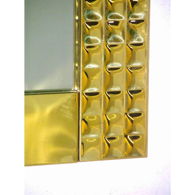 1970s Italian Vintage Pair of Handcrafted Brass Mirrors With Gold Jewel-Like Detail For Sale - Image 9 of 13