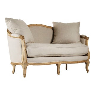 Hollow Maison Settee in Beige For Sale