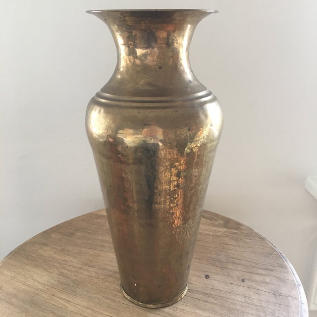 Late 20th Century Vintage Hammered Brass Vase Chairish