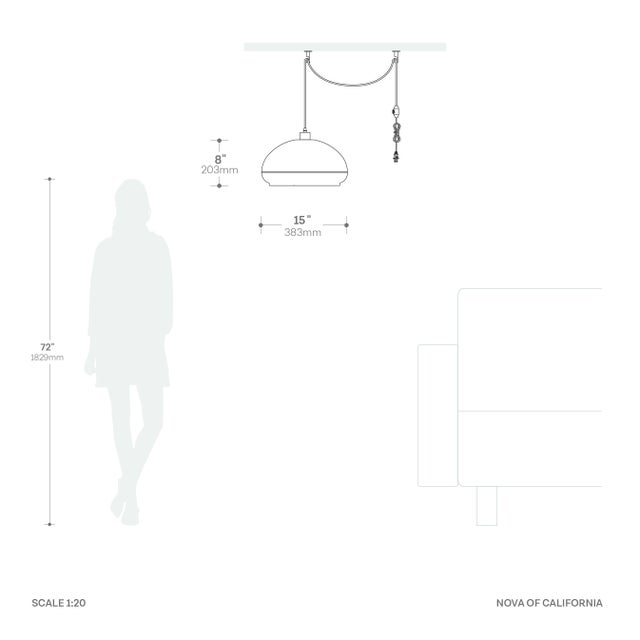 2020s 1960s Morelli Pendant Swag Kit Light - Modern Satin Nickel Steel, Lucite Shade, Dimmable For Sale - Image 5 of 5