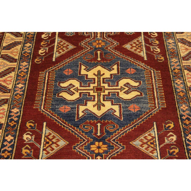 1980s Tribal Super Kazak Rust/Tan Wool Rug - 4'0'' X 5'5'' For Sale - Image 5 of 10
