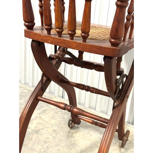 Brown Antique Victorian Child's Combination Oak High Chair For Sale - Image 8 of 10