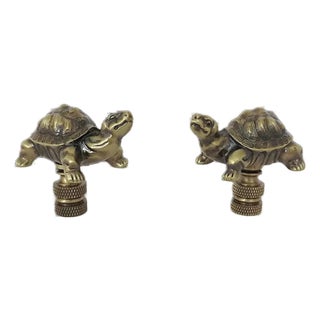 Pair of Turtle Lamp Finials For Sale