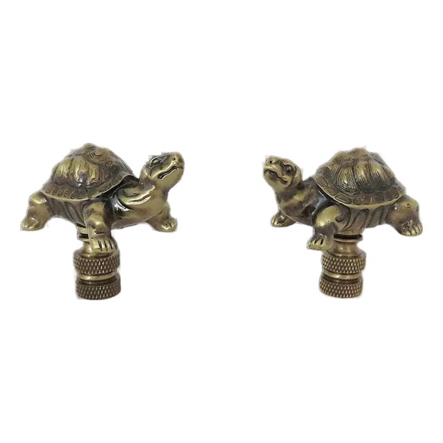 Pair of Turtle Lamp Finials For Sale