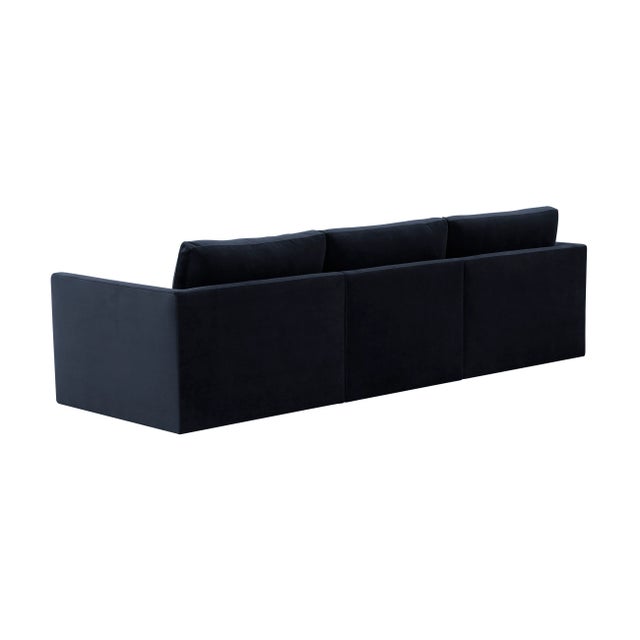 Willow Navy Modular Performance Velvet Sofa For Sale - Image 4 of 7
