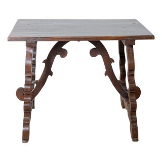 Table With Lyre Legs In Solid Walnut For Sale