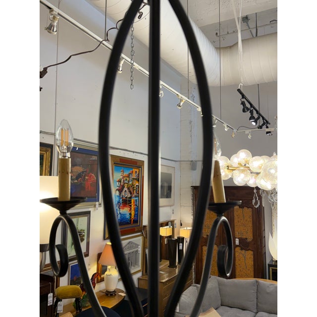 Metal Scrolling Iron Chandelier For Sale - Image 7 of 12