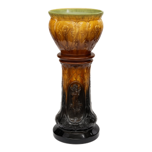 Antique Weller Pottery Jardinière & Pedestal — Art Nouveau Drip Glaze c.1905