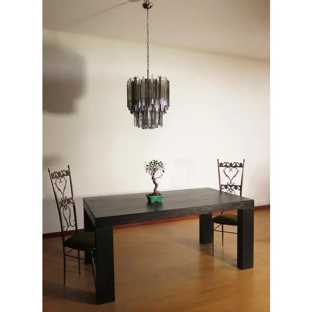 Vintage Trasparent and Smoked Murano Chandelier 107 Prism Triedri, 1990s For Sale - Image 9 of 12