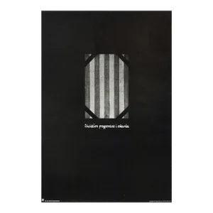 1981 Original Polish War Poster, Oswiecim Przypomina I Oskarza (Auschwitz Recalls and Accuses)
