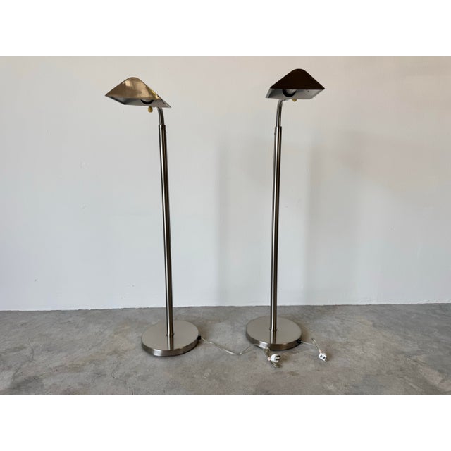 Metal Vintage George Hansen Metalarte - Spain Chrome Floor Lamps – A Pair/ Sold For Sale - Image 7 of 12