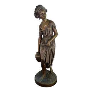 19th-Century French Orientalist Bronze Sculpture of a Nubian Water Carrier by Charles Cumberworth For Sale