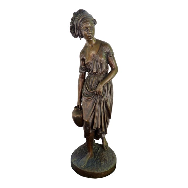 19th-Century French Orientalist Bronze Sculpture of a Nubian Water Carrier by Charles Cumberworth For Sale