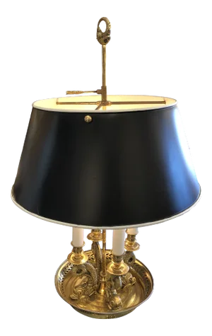 Vintage Cast Brass Bouillotte Lamp With Tole Shade