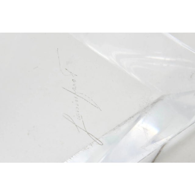 Vintage Lion in Frost Signed Lucite Round Dining Table With Four Lucite and Leather Channeled Chairs For Sale - Image 12 of 12