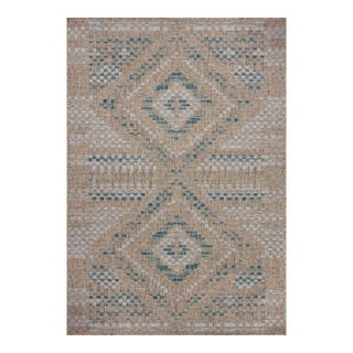 Amber Lewis x Loloi Topanga Natural / Aqua 6'-7" x 9'-4" Area Rug For Sale