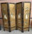 Asian Colored Stone Mounted, Lacquered and Decorated four-Panel Floor Screen. Stands 72" tall. Each panelnis 17.5" width.