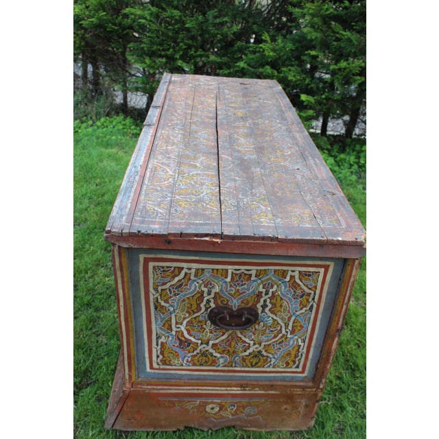 Brown Antique Spanish Painted Chest with Mudéjar and Moorish Influence, 1800 For Sale - Image 8 of 9
