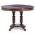 19th century Portuguese, in mahogany wood, round top resting on two turned columns, ending in four curved feet....