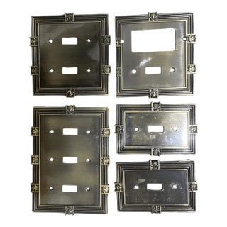 Vintage Franklin Brass Pineapple 5 Pice Set Switch Plate Cover For Sale