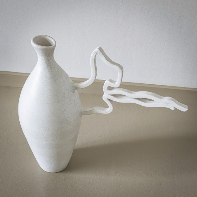 Modern 21st Century White Ceramic Vase by Poemu, France For Sale - Image 3 of 18
