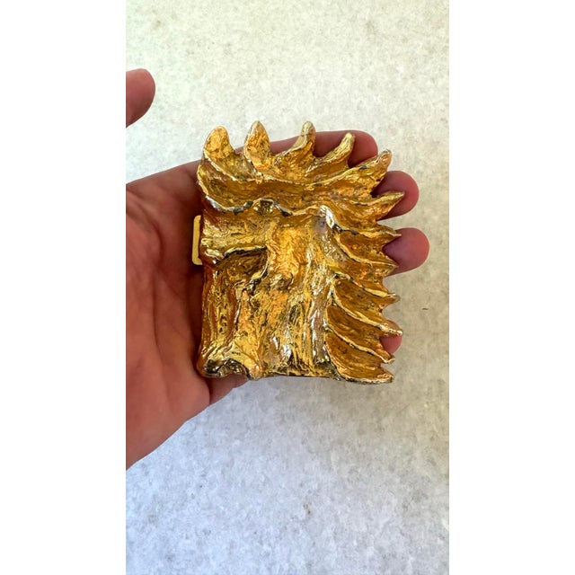 Abstract Mimi Di Niscemi Gold Plated Horse Belt Brutalist Belt Buckle For Sale - Image 3 of 6