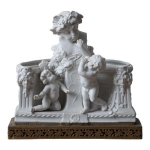 French Bacchus & Putti Bisque Jardiniere