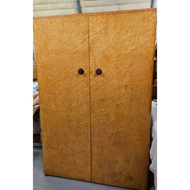 Art Deco Birdseye Maple Wardrobe with Phenolic Handles, 1930s For Sale - Image 13 of 13