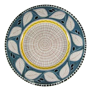 Mid-Century Scandinavian Nordic Elle Norway Fajance Teal Turquoise Blue Leaf Platter