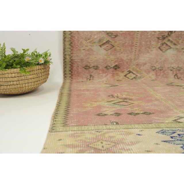 Turkish 1970s Vintage Turkish Handmade Wool Cotton Pink Area Rug For Sale - Image 3 of 13