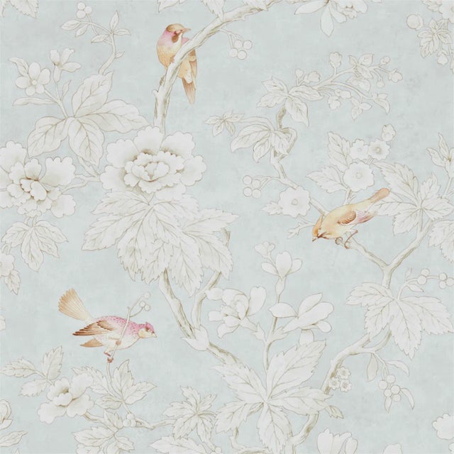 Sanderson Chiswick Grove Wallpaper in Silver - a Sample For Sale