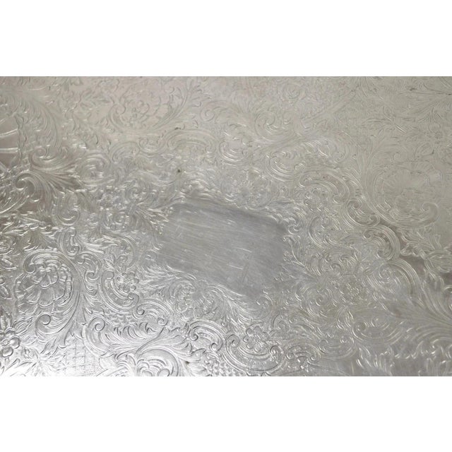 Mid 20th Century Vintage Epca Old English by Poole 5032 Silver Plated Ornate Serving Platter Tray For Sale - Image 5 of 12