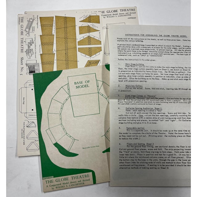 Vintage 3D model to be assembled of Shakespeare's Globe Theatre in London.